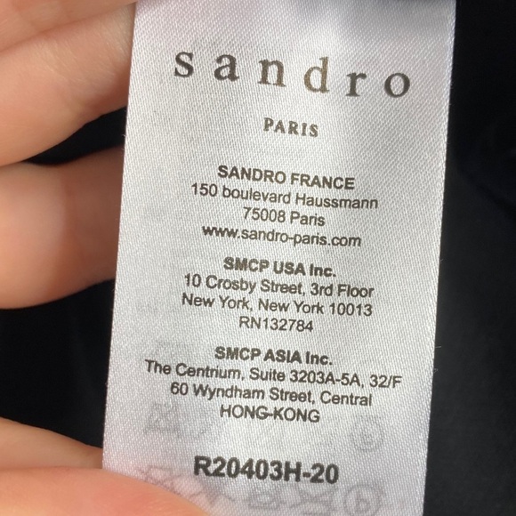 Sandro Noir Contrast Collar Embroidered Bob Dress - Picture 14 of 15